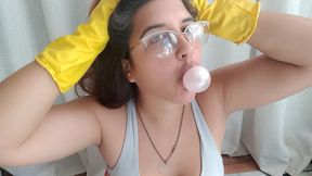Latex Gloves Bubblegum and Balloon Blowing - Bunny Looner