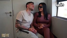 Colombiana Mariana Martix rides a stranger's large pecker on the train - torrid hardcore harsh sex!