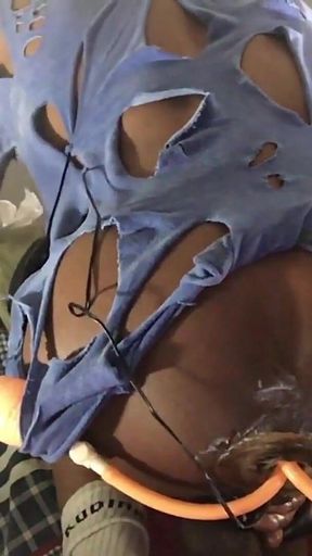 Angle 4 of 5 and a vibrator gaping his hole open and filling up