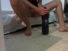 Teen fucks huge Pepsi bottle