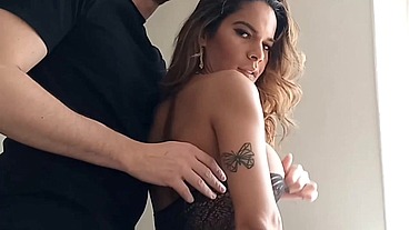 Hot TS Latina gives cumshot with ActorFab's cock in ass