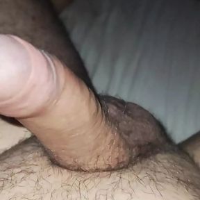 Lubed up uncut cock wank