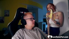 Distracting his gaming with a good blowjob