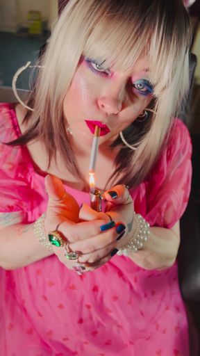 This Blonde Princess, Tina Snua, Sparks Up A Cigarette &amp; Smokes For Her Princes! Smoking BBW