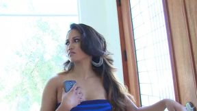 Brunette nubile Lana Violet takes white cock in her slick little twat