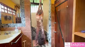 Bounded sub slut treated like a slave foam and body writing humiliation