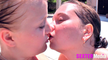Wet lesbian games in the pool