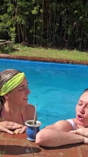 Stunning moment from "Two degenerates fuck in the pool while the neighbors see everything. ARGENTINE LESBIAN"