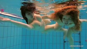 Katka and Kristy underwater swimming babes