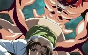Cute hentai gets fingered and pussy fucked by bandit in