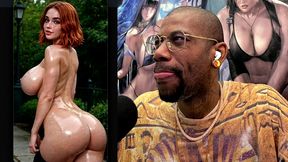 sweaty tight bald pussy big breast ginger girl is walking towards you, ai generated