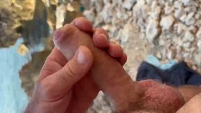 Beach dick flash and masturbation