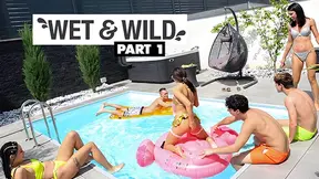 Steamy family poolside BJ and deepthroat