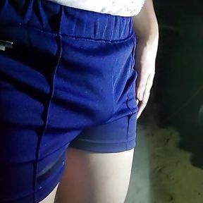 Fat Japanese boy p.e uniform clothes starts masturbating and ejaculates after wetting himself