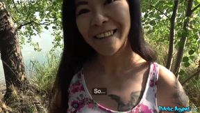 Young Asian chick sucking and fucking Thomas' dick in POV