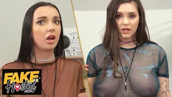 Big busty thick brunette party girls have wild threesome fun