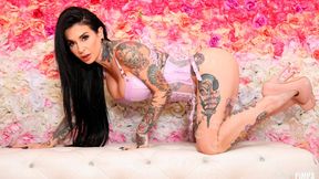 Big-boobed brunette in a corset Joanna Angel shows off her body
