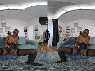 VR Porn - Afro Black Beauty Zaawaadi Solo Fingering Her Ebony Twat In Hot Underware