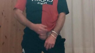 Scallyoscar urinating and ejaculating on soaked clothing