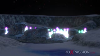 Alien dickgirl fucks a sex servant in the mystical cave on the exoplanet