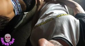 Playing in the car at night with my best friend - I give her a creampie