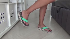 Slam heels and stripedsoled flip flops c
