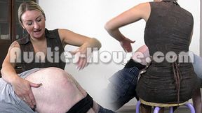 Pinafore wearing bottom spanking stepaunty