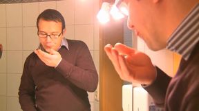 Hot blonde with huge tits masturbates infront of guy with big dick and fucks