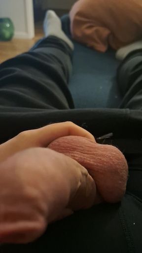Rubbing my long hard thick cock