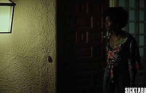 Two horny black lesbians having passion lesbian action after hot kissing