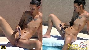 chanel west - naked fun with pov sucking and fucking cream pie- pool solo masturbation with toys at the pool