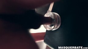 Masked dude gets BJ from guy before fucking fleshlight