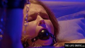 Horny girl with dildos fucking both her tight holes at once