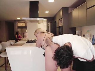 My stepmom has a surprise in store for me. banging my taut vagina in a raw FFM 3some with my stepbrother's massive knob!