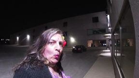 Horny Older sissy CD outdoors for a wanking and a cum !