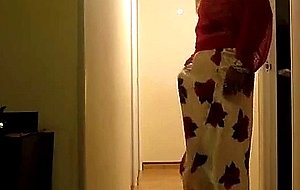 Prevert crossdresser shows his ass and erect prick