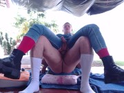 pussy driping a huge creampie, at the backyard i could feel his shots inside me