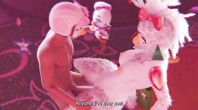 A stupid furry has realized her destiny as a cock attachment for humans[eng sub reaction