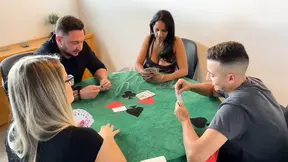 Amateur wife gives blowjob after winning card game