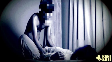Japanese couple shares intimate road trip sex in dim purple-lit room
