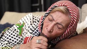 Tattooed granny gets her tight asshole stretched to the max