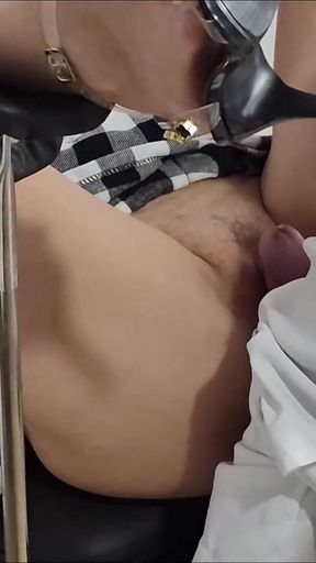 patient pisses himself horny on the gynecologist's cock!   Clip 1