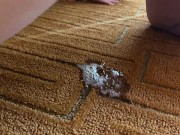 PAWG quick, but naughty pee on hotel carpet