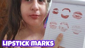 Red Lipstick Marks on Paper - Lipstick Kisses & Tease Close Up