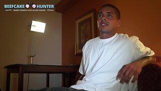 Gorgeous puerto rican with stunning green eyes gets a mouthful of cum from a straight beefcake hunter: deepthroating, handjobs, and masturbation galore!