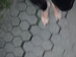feet on a walk - me wearing 17cm transparent high heels
