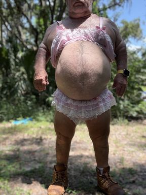 Mark Fletcher dressed up jerking off i the woods