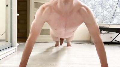 Confinement Muscle-Building Workout with Naked 18-Year-Old Mec