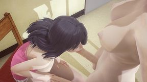 hentai uncensored - futanari fucks shoko s mouth in library - japanese asian manga anime game porn