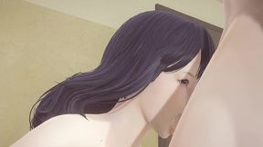 hentai uncensored - futanari fucks shoko s mouth in library - japanese asian manga anime game porn
